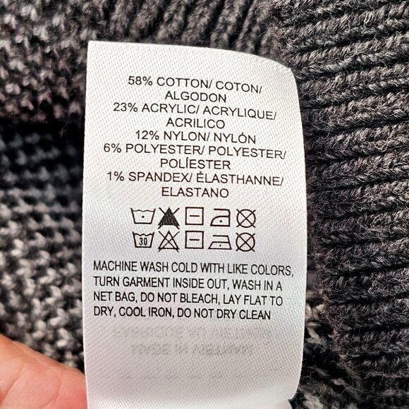 Lucky Brand Animal Print Sweater Women XL Black on Gray Long Slv Cotton Blnd NEW - Picture 7 of 8